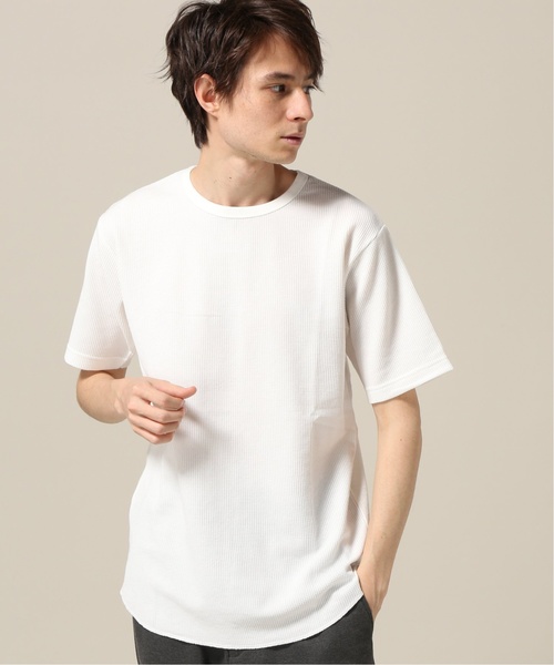417 EDIFICE(フォーワンセブンエディフィス)の「コウキンワッフルスソラウンド ショートスリーブTEE(Tシャツ/カットソー・メンズ・カーキ/ホワイト/チャコールグレー/ブラック/ベージュ・LARGE/MEDIUM/SMALL)」の2枚目の写真