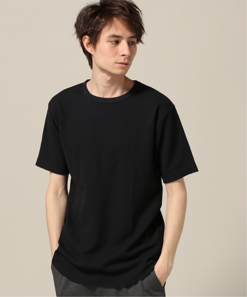417 EDIFICE(フォーワンセブンエディフィス)の「コウキンワッフルスソラウンド ショートスリーブTEE(Tシャツ/カットソー・メンズ・カーキ/ホワイト/チャコールグレー/ブラック/ベージュ・LARGE/MEDIUM/SMALL)」の1枚目の写真