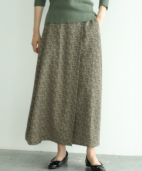 AMERICAN HOLIC（アメリカンホリック）の「ラップ風ロングスカート ＊（スカート・レディース・アイボリー/ブラック/ベージュ/グリーン/ドット/その他9・L/M）」の5枚目の写真