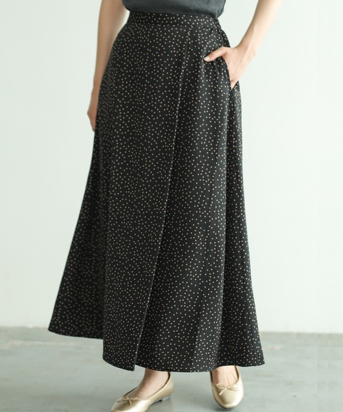 AMERICAN HOLIC（アメリカンホリック）の「ラップ風ロングスカート ＊（スカート・レディース・アイボリー/ブラック/ベージュ/グリーン/ドット/その他9・L/M）」の6枚目の写真