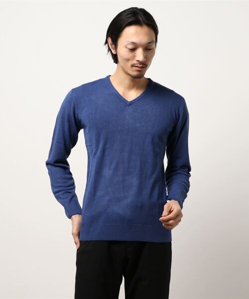 THISIS（ディスイズ）の「Vネックセーター（ニット/セーター・メンズ・ホワイト/ブラック/チャコール/ブラウン/マスタード/ブルー/ネイビー/ワインレッド/グレー×ホワイト/ブラック系その他/ロイヤルブルー・MEDIUM/LARGE/X-LARGE）」の9枚目の写真