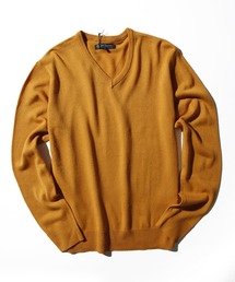 メンズのニット/セーター（イエロー/黄色系・Vネック）ファッション