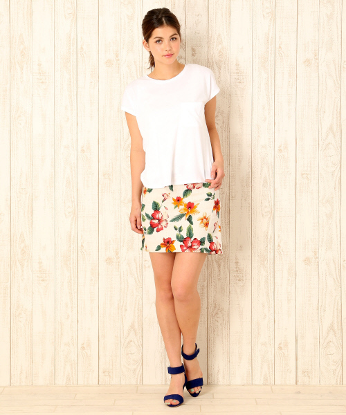 MYSELF ABAHOUSE（マイセルフアバハウス）の「ﾌﾗﾜｰﾌﾟﾘﾝﾄｽｶｰﾄ（スカート・レディース・アイボリー/ブルー・MEDIUM/SMALL）」の7枚目の写真