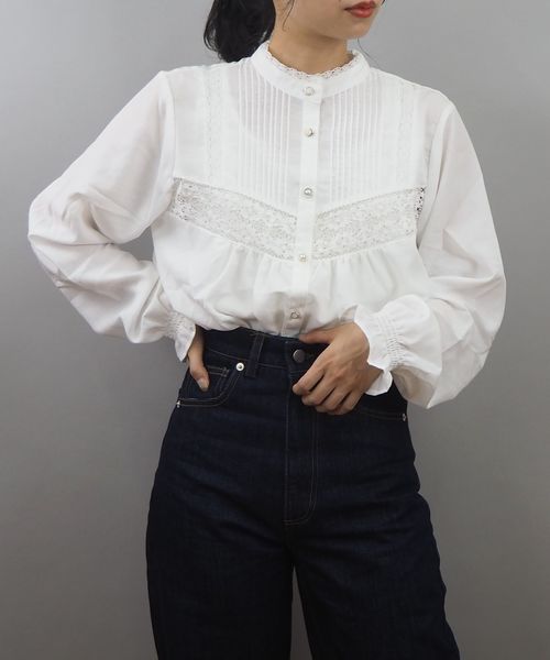 tiptop（ティップトップ）の「キラキラ多ボタンレースブラウス（シャツ/ブラウス・レディース・ブラック/ベージュ/ブラウン/オフホワイト・FREE）」の2枚目の写真