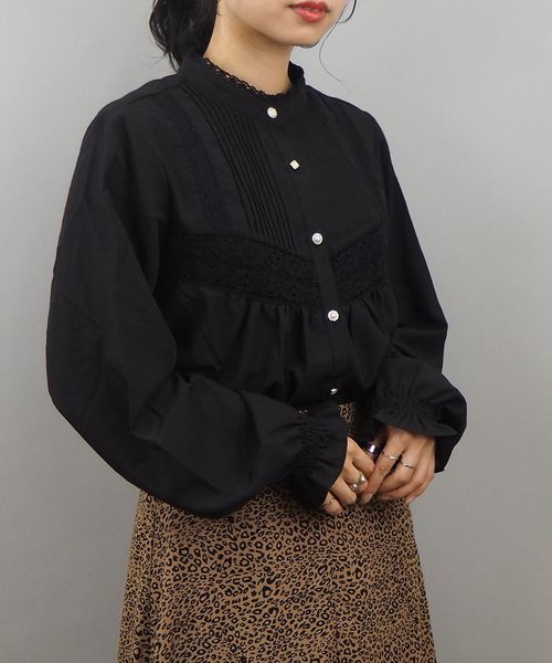 tiptop（ティップトップ）の「キラキラ多ボタンレースブラウス（シャツ/ブラウス・レディース・ブラック/ベージュ/ブラウン/オフホワイト・FREE）」の6枚目の写真