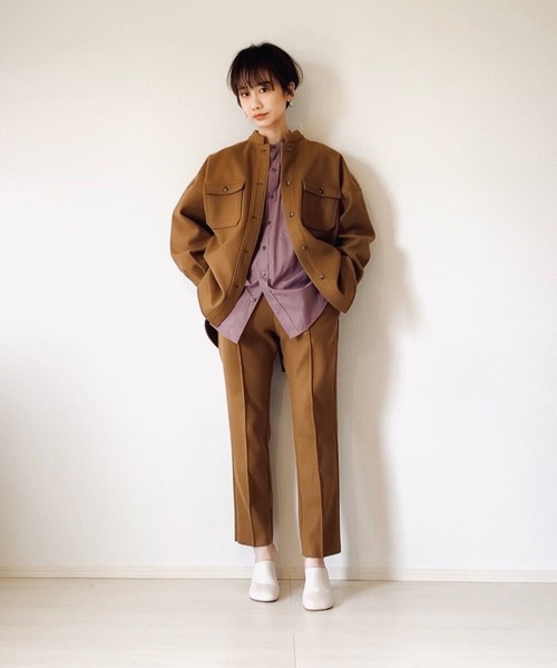 LHELBIE（レルビエ）の「【tomoka×LHELBIE】メルトン風センタープレスパンツ（その他パンツ・レディース・ブラック/ベージュ/ピンク/グリーン・M）」の9枚目の写真