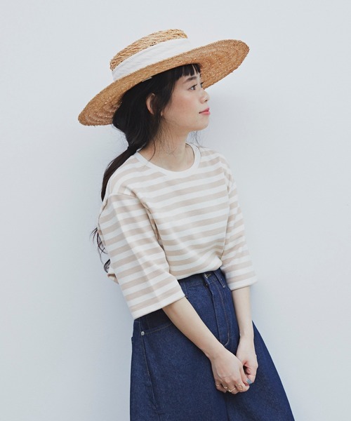 Libra Cue(リブラ キュー)の「Libra ベーシックボーダーカットソー(Tシャツ/カットソー・レディース・ブラック/ベージュ/ブルー・FREE)」の3枚目の写真
