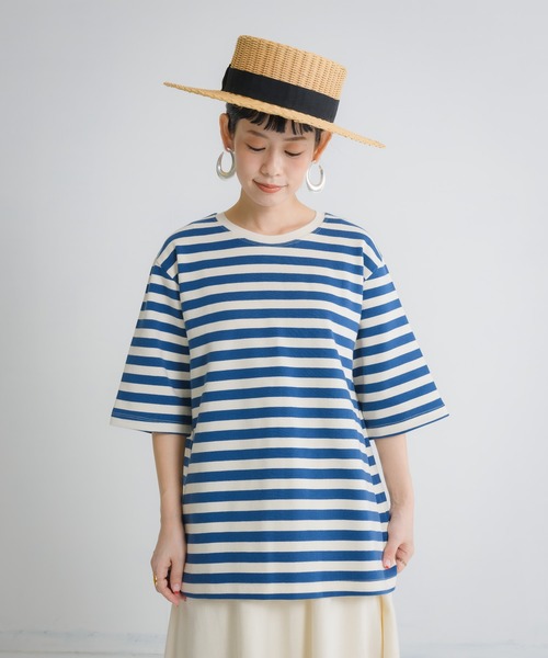 Libra Cue(リブラ キュー)の「Libra ベーシックボーダーカットソー(Tシャツ/カットソー・レディース・ブラック/ベージュ/ブルー・FREE)」の1枚目の写真