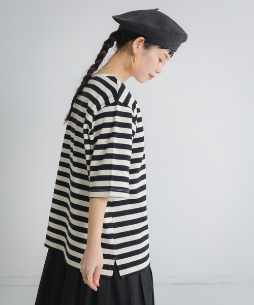 Libra Cue(リブラ キュー)の「Libra ベーシックボーダーカットソー(Tシャツ/カットソー・レディース・ブラック/ベージュ/ブルー・FREE)」の5枚目の写真