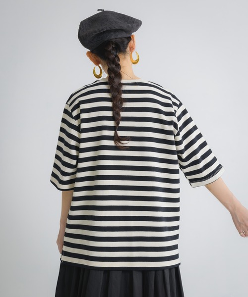 Libra Cue(リブラ キュー)の「Libra ベーシックボーダーカットソー(Tシャツ/カットソー・レディース・ブラック/ベージュ/ブルー・FREE)」の6枚目の写真