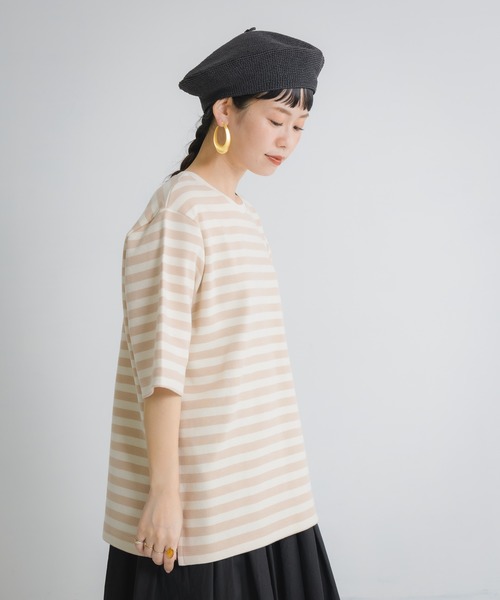 Libra Cue(リブラ キュー)の「Libra ベーシックボーダーカットソー(Tシャツ/カットソー・レディース・ブラック/ベージュ/ブルー・FREE)」の7枚目の写真