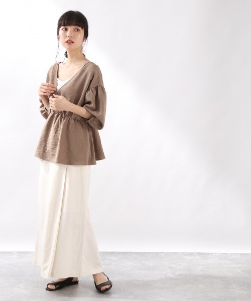 LOWRYS FARM(ローリーズファーム)の「リネンライクカシュクールブラウス 883805(シャツ/ブラウス・レディース・ブラック/グリーン/ブラック系その他/キャメル・FREE)」の9枚目の写真