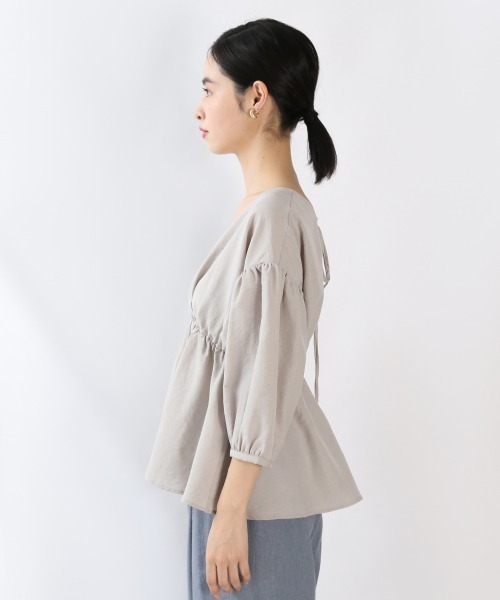 LOWRYS FARM(ローリーズファーム)の「リネンライクカシュクールブラウス 883805(シャツ/ブラウス・レディース・ブラック/グリーン/ブラック系その他/キャメル・FREE)」の13枚目の写真