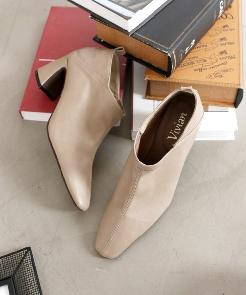VIVIAN（ヴィヴィアン）の「スクエアトゥストレッチバブーシュ / ブーティー（ブーツ・レディース・ベージュ/ブラック/キャメル/ダークブラウン・S/M/L/LL）」の4枚目の写真