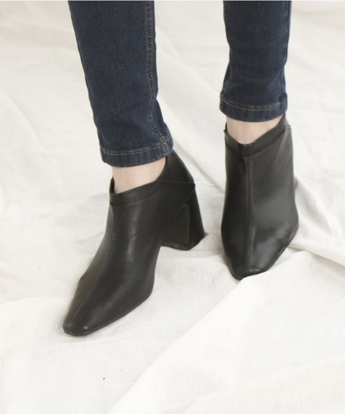 VIVIAN（ヴィヴィアン）の「スクエアトゥストレッチバブーシュ / ブーティー（ブーツ・レディース・ベージュ/ブラック/キャメル/ダークブラウン・S/M/L/LL）」の2枚目の写真