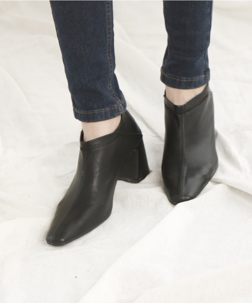 VIVIAN（ヴィヴィアン）の「スクエアトゥストレッチバブーシュ / ブーティー（ブーツ・レディース・ベージュ/ブラック/キャメル/ダークブラウン・S/M/L/LL）」の6枚目の写真