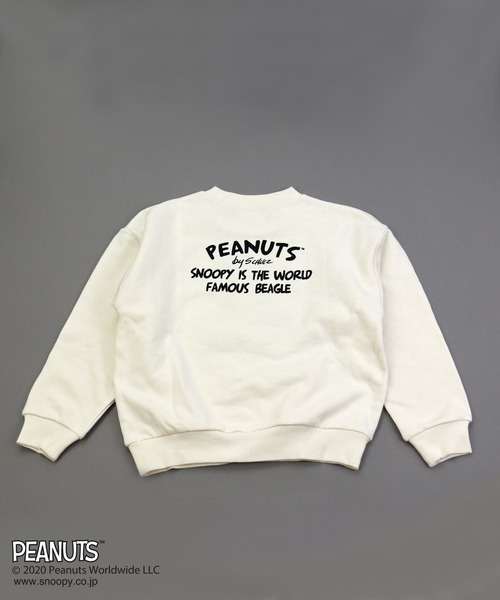 PEANUTS(ピーナッツ)の「SNOOPY/スヌーピー 裏毛フロッキープリントトレーナー(スウェット・キッズ・チャコールグレー/ベージュ/オフホワイト/カーキ/ロイヤルブルー/スモークピンク・90cm/110cm/100cm/120cm/130cm/140cm/150cm/160cm)」の13枚目の写真