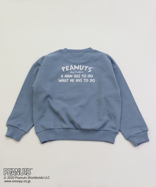 PEANUTS(ピーナッツ)の「SNOOPY/スヌーピー 裏毛フロッキープリントトレーナー(スウェット・キッズ・チャコールグレー/ベージュ/オフホワイト/カーキ/ロイヤルブルー/スモークピンク・90cm/110cm/100cm/120cm/130cm/140cm/150cm/160cm)」の19枚目の写真