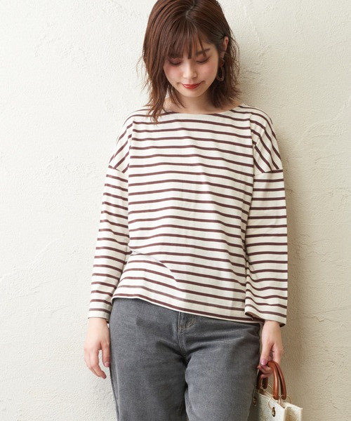 natural couture（ナチュラルクチュール）の「シルケットボーダーロンT（Tシャツ/カットソー・レディース・その他1/その他2/その他3/その他4・FREE）」の7枚目の写真