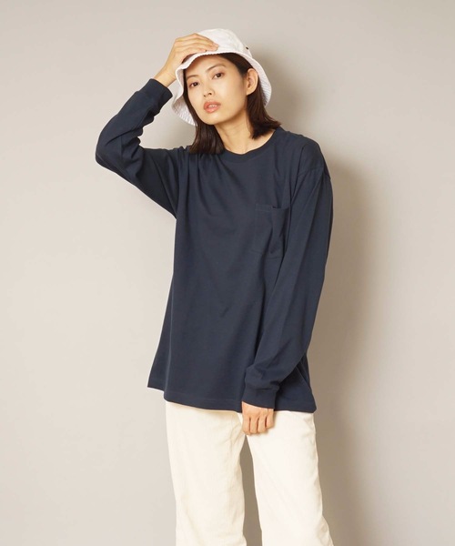 HANES（ヘインズ）の「【HANES/ヘインズ】ＢＥＥＦＹ　Ｌ／Ｓ　ＰＯＣＫ－ＴＥＥ　Ｈ５１９６ 　ビーフィー　ポケット付き　ロンT　無地　ユニセックス（Tシャツ/カットソー・メンズ・ホワイト/グレー/ブラック/ネイビー/チャコールグレー・MEDIUM/LARGE/X-LARGE/SMALL/X-SMALL）」の5枚目の写真