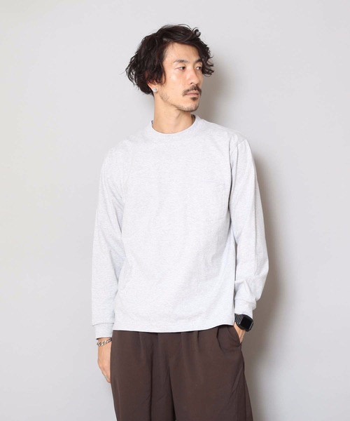 HANES（ヘインズ）の「【HANES/ヘインズ】ＢＥＥＦＹ　Ｌ／Ｓ　ＰＯＣＫ－ＴＥＥ　Ｈ５１９６ 　ビーフィー　ポケット付き　ロンT　無地　ユニセックス（Tシャツ/カットソー・メンズ・ホワイト/グレー/ブラック/ネイビー/チャコールグレー・MEDIUM/LARGE/X-LARGE/SMALL/X-SMALL）」の4枚目の写真
