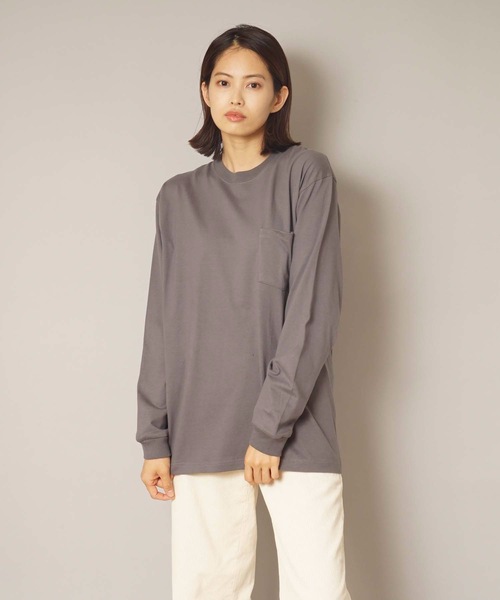 HANES（ヘインズ）の「【HANES/ヘインズ】ＢＥＥＦＹ　Ｌ／Ｓ　ＰＯＣＫ－ＴＥＥ　Ｈ５１９６ 　ビーフィー　ポケット付き　ロンT　無地　ユニセックス（Tシャツ/カットソー・メンズ・ホワイト/グレー/ブラック/ネイビー/チャコールグレー・MEDIUM/LARGE/X-LARGE/SMALL/X-SMALL）」の3枚目の写真