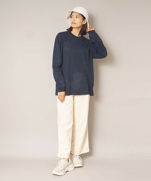 HANES（ヘインズ）の「【HANES/ヘインズ】ＢＥＥＦＹ　Ｌ／Ｓ　ＰＯＣＫ－ＴＥＥ　Ｈ５１９６ 　ビーフィー　ポケット付き　ロンT　無地　ユニセックス（Tシャツ/カットソー・メンズ・ホワイト/グレー/ブラック/ネイビー/チャコールグレー・MEDIUM/LARGE/X-LARGE/SMALL/X-SMALL）」の10枚目の写真