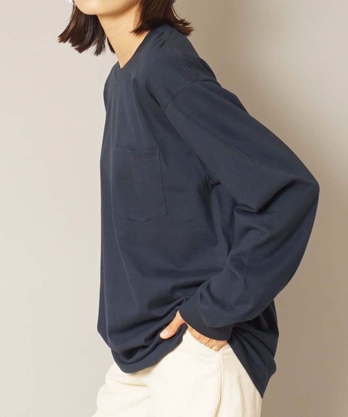 HANES（ヘインズ）の「【HANES/ヘインズ】ＢＥＥＦＹ　Ｌ／Ｓ　ＰＯＣＫ－ＴＥＥ　Ｈ５１９６ 　ビーフィー　ポケット付き　ロンT　無地　ユニセックス（Tシャツ/カットソー・メンズ・ホワイト/グレー/ブラック/ネイビー/チャコールグレー・MEDIUM/LARGE/X-LARGE/SMALL/X-SMALL）」の6枚目の写真