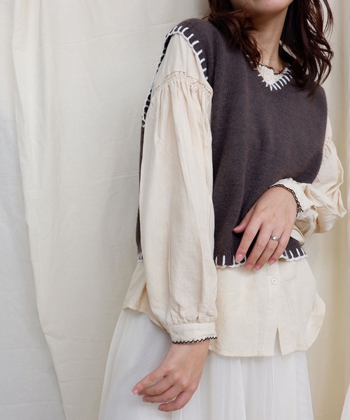 sakishimatokyo（サキシマトーキョー）の「【ZOZO限定】サキシマamp「ハンドステッチニットベスト」（ベスト・レディース・ベージュ/ブラウン/イエロー/ブルー・FREE）」の5枚目の写真