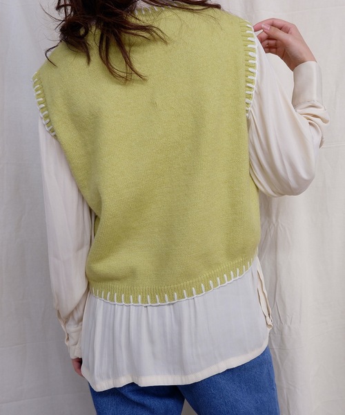 sakishimatokyo（サキシマトーキョー）の「【ZOZO限定】サキシマamp「ハンドステッチニットベスト」（ベスト・レディース・ベージュ/ブラウン/イエロー/ブルー・FREE）」の14枚目の写真