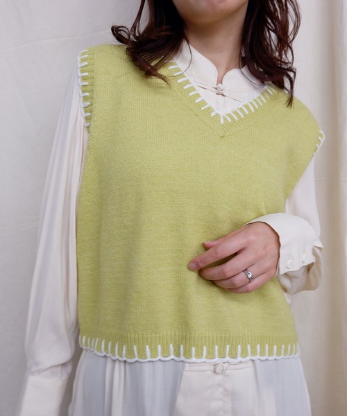 sakishimatokyo（サキシマトーキョー）の「【ZOZO限定】サキシマamp「ハンドステッチニットベスト」（ベスト・レディース・ベージュ/ブラウン/イエロー/ブルー・FREE）」の12枚目の写真