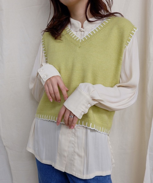 sakishimatokyo（サキシマトーキョー）の「【ZOZO限定】サキシマamp「ハンドステッチニットベスト」（ベスト・レディース・ベージュ/ブラウン/イエロー/ブルー・FREE）」の13枚目の写真