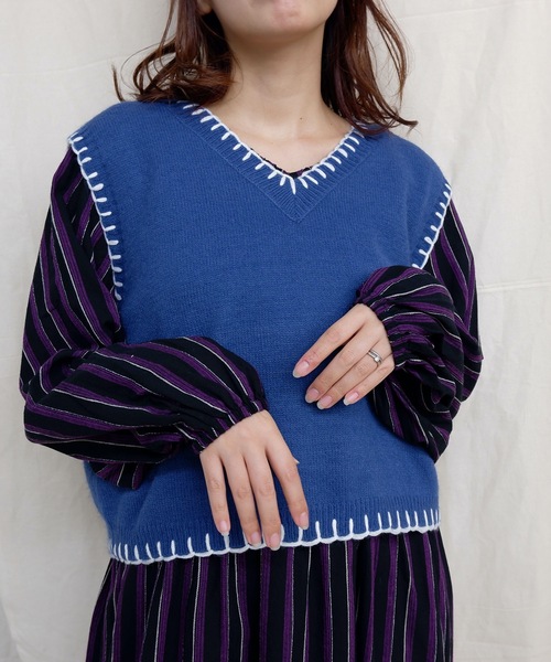 sakishimatokyo（サキシマトーキョー）の「【ZOZO限定】サキシマamp「ハンドステッチニットベスト」（ベスト・レディース・ベージュ/ブラウン/イエロー/ブルー・FREE）」の16枚目の写真