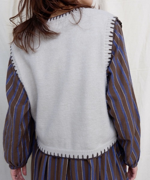 sakishimatokyo（サキシマトーキョー）の「【ZOZO限定】サキシマamp「ハンドステッチニットベスト」（ベスト・レディース・ベージュ/ブラウン/イエロー/ブルー・FREE）」の11枚目の写真