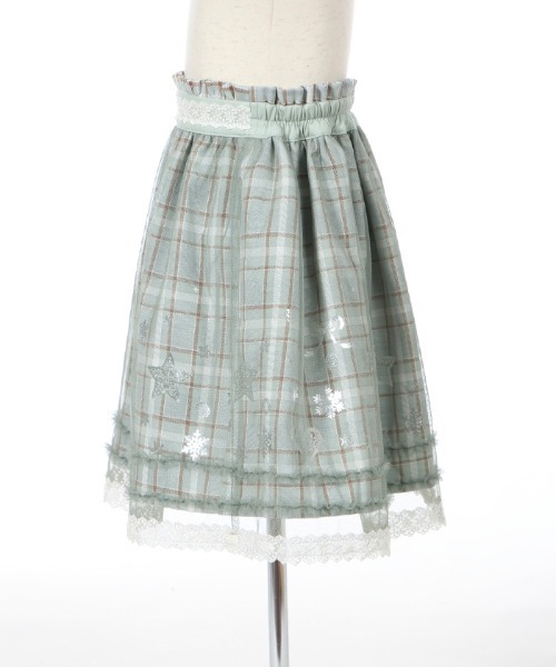 axes femme（アクシーズファム）の「チェック×オーナメント柄ＳＫ（スカート・キッズ・グリーン/ラベンダー・SMALL/MEDIUM/LARGE/X-LARGE/XX-LARGE）」の4枚目の写真