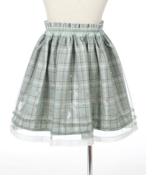 axes femme（アクシーズファム）の「チェック×オーナメント柄ＳＫ（スカート・キッズ・グリーン/ラベンダー・SMALL/MEDIUM/LARGE/X-LARGE/XX-LARGE）」の5枚目の写真