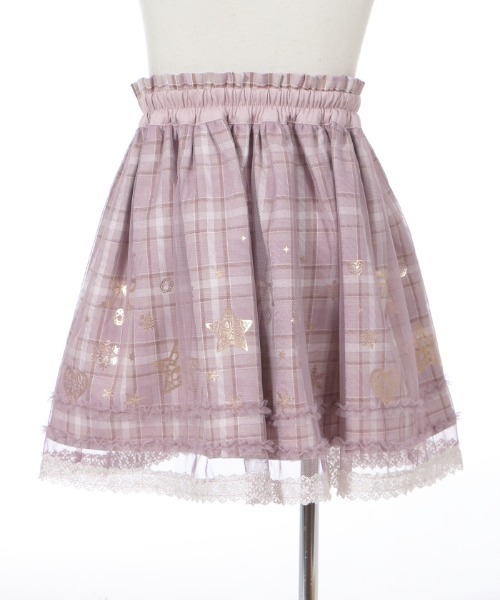 axes femme（アクシーズファム）の「チェック×オーナメント柄ＳＫ（スカート・キッズ・グリーン/ラベンダー・SMALL/MEDIUM/LARGE/X-LARGE/XX-LARGE）」の14枚目の写真