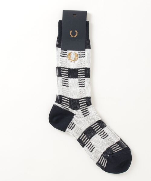 FRED PERRY（フレッドペリー）の「Texture Middle Socks（ソックス/靴下・メンズ・ホワイト/ベージュ・ONE SIZE）」の5枚目の写真