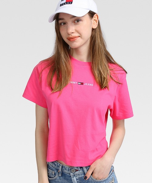 tommy jeans（トミー ジーンズ）の「ロゴエンブロイダリーＴシャツ（Tシャツ/カットソー・レディース・ホワイト/ネイビー/ブルー/ブラック/ピンク/ライトブルー・SMALL/MEDIUM/LARGE/X-SMALL）」の6枚目の写真