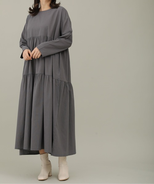 sakishimatokyo（サキシマトーキョー）の「【ZOZO限定】サキシマamp「ティアードノシンプルワンピース」（シャツワンピース・レディース・グレー/ブラック・FREE）」の3枚目の写真
