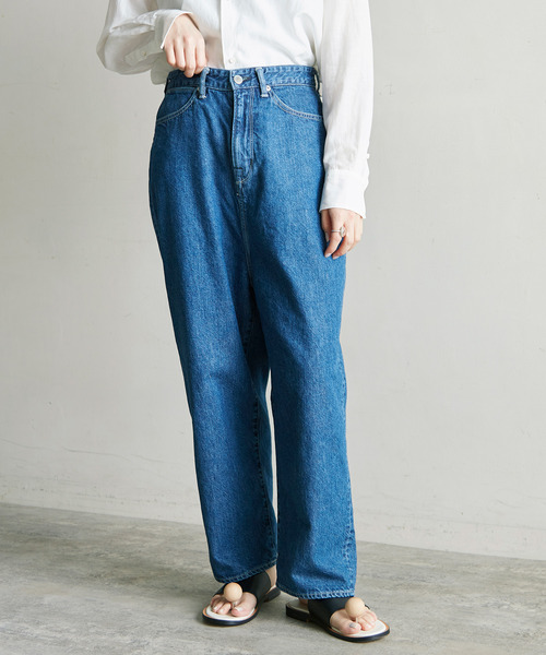 nitca(ニトカ)の「10ozデニム ゆるストレートパンツ(デニムパンツ・レディース・サックスブルー/インディゴブルー/キナリ・1/0)」の5枚目の写真