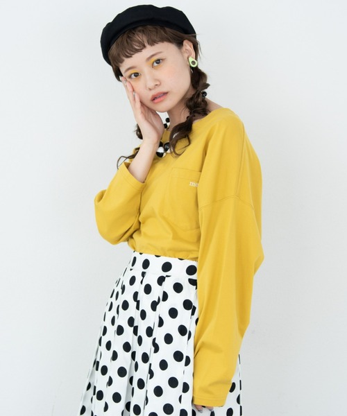 MERLOT（メルロー）の「merlotロゴポケットロンT（Tシャツ/カットソー・レディース・ホワイト/イエロー/ライトブルー/チャコールグレー・FREE）」の4枚目の写真