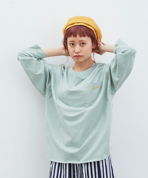 MERLOT（メルロー）の「merlotロゴポケットロンT（Tシャツ/カットソー・レディース・ホワイト/イエロー/ライトブルー/チャコールグレー・FREE）」の3枚目の写真