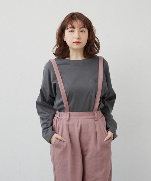 MERLOT（メルロー）の「merlotロゴポケットロンT（Tシャツ/カットソー・レディース・ホワイト/イエロー/ライトブルー/チャコールグレー・FREE）」の5枚目の写真