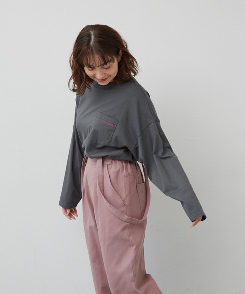 MERLOT（メルロー）の「merlotロゴポケットロンT（Tシャツ/カットソー・レディース・ホワイト/イエロー/ライトブルー/チャコールグレー・FREE）」の6枚目の写真