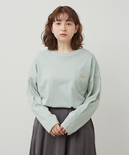 MERLOT（メルロー）の「merlotロゴポケットロンT（Tシャツ/カットソー・レディース・ホワイト/イエロー/ライトブルー/チャコールグレー・FREE）」の11枚目の写真