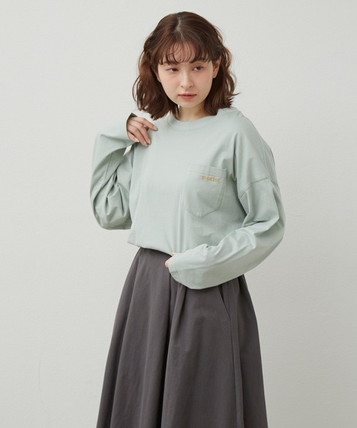 MERLOT（メルロー）の「merlotロゴポケットロンT（Tシャツ/カットソー・レディース・ホワイト/イエロー/ライトブルー/チャコールグレー・FREE）」の12枚目の写真