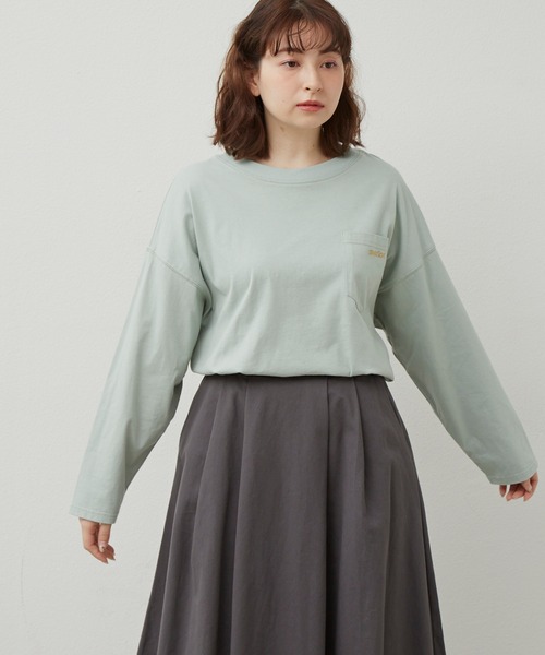 MERLOT（メルロー）の「merlotロゴポケットロンT（Tシャツ/カットソー・レディース・ホワイト/イエロー/ライトブルー/チャコールグレー・FREE）」の13枚目の写真