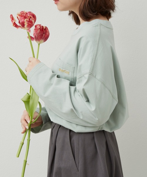 MERLOT（メルロー）の「merlotロゴポケットロンT（Tシャツ/カットソー・レディース・ホワイト/イエロー/ライトブルー/チャコールグレー・FREE）」の14枚目の写真