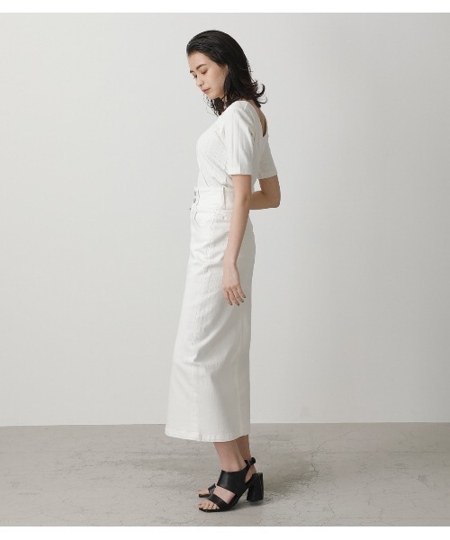 AZUL by moussy（アズールバイマウジー）の「HIGH WAIST SLIT DENIM SK /ハイウエストスリットデニムスカート（デニムスカート・レディース・ブラック/ライトブルー/ベージュ/ダークブルー/ホワイト・X-SMALL/SMALL/MEDIUM/LARGE）」の14枚目の写真